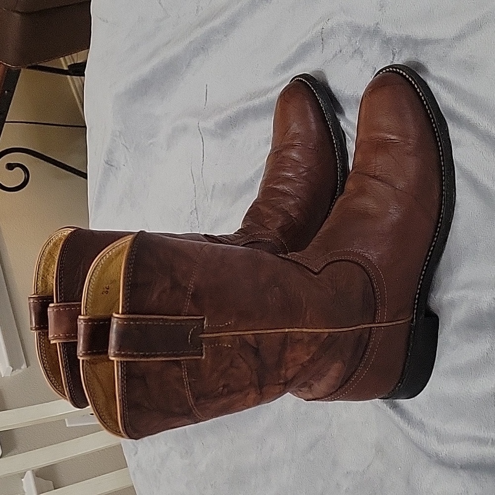 Justin Weatern Cowboy Boots Brown Womena Size 6B In Great Condition